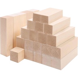 24 Pack Carving Wooden Block, Unfinished Natural Basswood Carving Blocks Whittling Wooden Blocks for Beginners DIY Crafts, 6x1x1 Inch