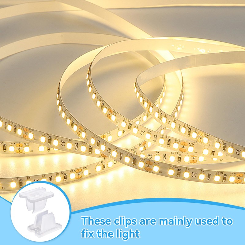 xolear Pack of 50 LED Strip Light Clips, Waterproof Strip