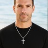 Ovfovy 925 Sterling Silver Cross Necklace for Men Women, 5mm