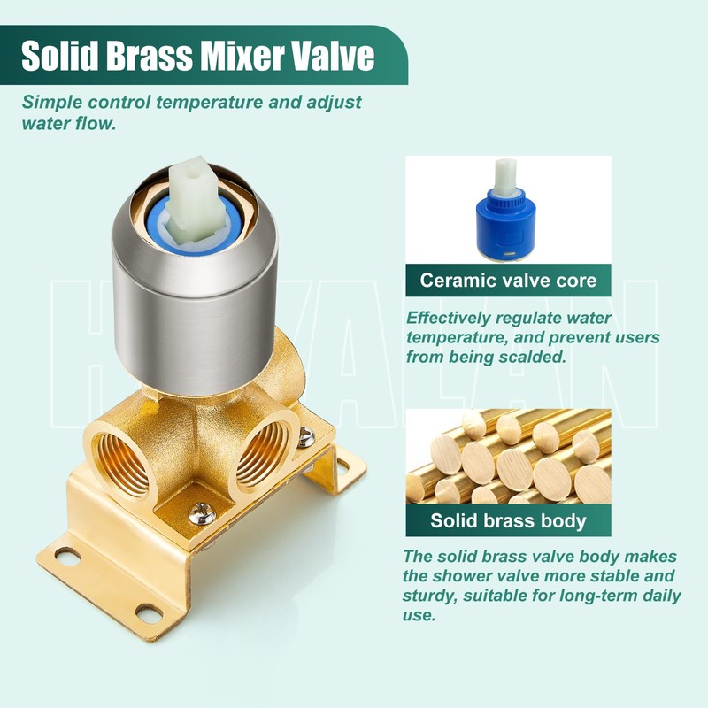 Heyalan Bathroom Shower Valve Mixer Single-Function Single Handle Trim Kit