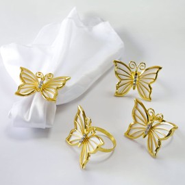 Getfitsoo Napkin Ring, Napkin Holder for Wedding Valentine's Day Christmas Party Dinner Table Decor 6 Pcs (Butterfly)