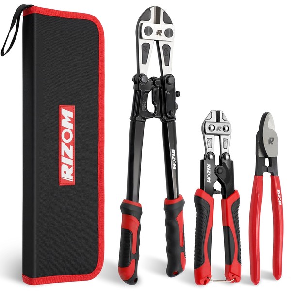 RIZOM 3-Piece Bolt Cutter Pliers Set, 14" Heavy Duty Bolt