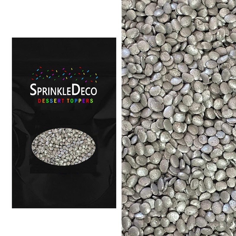 Silver Sequin Confetti Sprinkles for Cakes and Cupcakes 4 oz