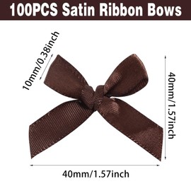 Brown Mini Ribbon Bows 1.57” Satin Small Bows for Sewing Crafts