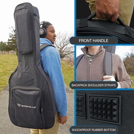 Rockville AGB45 AGB45-BK Acoustic Guitar Gig Bag with Neck Pad + Secure Strap