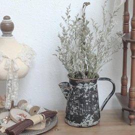 Z² BellaDecor Black Rustic Vase Vintage Farmhouse Vase Metal Flower Vase Small Vases for Flowers Vases for Decor Milk Jug Vase Vintage Decor Pitcher Vases for Centerpiece Table Decorations