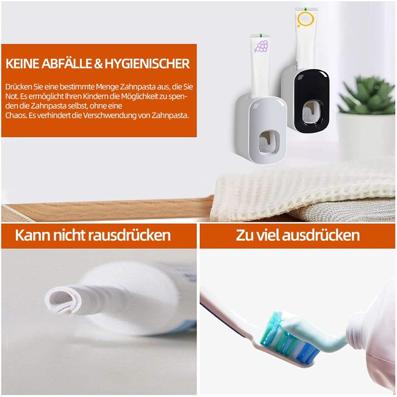 Pack of 2 Toothpaste Dispenser, Automatic Toothpaste Dispenser for Wall