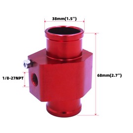 Universal Water Temp Joint Pipe Water Temp Temperature Joint Pipe Sensor Gauge Radiator Hose Adapter, (Red, 38mm)