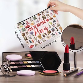 Paris Souvenir Makeup Bag Paris Themed Gift Life is Better in Paris Paris Culture Gift for Paris Lover (in Paris Bag EU)