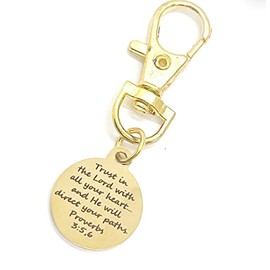 Faith Gift, Trust In The Lord With All Your Heart Charm, Proverbs 3 5 and 6, Purse Charm, Clip On Charm, Faith Gift, Christian Gift