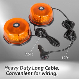 YOOWEE 2PCS Large Beacon Lights Amber Led Emergency Warning Strobe Lights, Roof Top Rotating Caution Lights Safety Flashing Lights for Vehicles Trucks UTV, Remote Control & Magnetic Mount, 12-24V