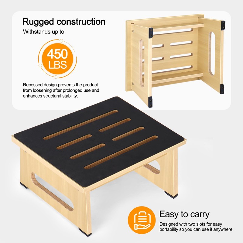 One Step Stool for Adults Seniors with Non-Slip Rubber Stepping