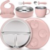 Nuogo 6 Pcs 304 Stainless Steel Kids Plates and Bowls