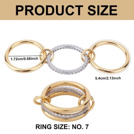 Mikovivi Stapelbare Ringe für Damen, Gold und Silber 3 Ineinandergreifende Ringe Modischer und Personalisierter Schmuck für Damen (Größe 6)