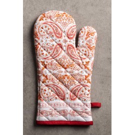 Maison d' Hermine Oven Mitt (19cm x 33cm) and Pot Holder (20cm x 20cm) 100% Cotton Kitchen Oven Mitt + Pot Holder Heat Resistant, Banquet, Orient - Thanksgiving/Christmas
