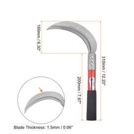 HARFINGTON 2pcs 6 Inch Brush Clearing Sickle with Forged Carbon Steel Blade and Black Plastic Handle, Billhook Machete Knife for Gardening, Camping, Land Management, Outdoor