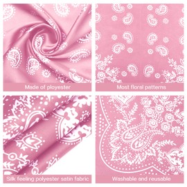 DOOBO 1 Pcs 27.5 Inches Satin Head Scarf Hair Scarf Silk Head Scarf Silk Bandana Silk Hair Wrap Neck Scarf Square Scarf for Women Girls(Pink)