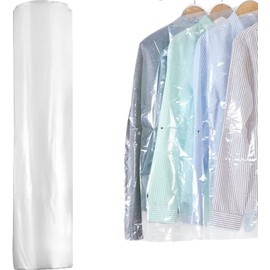 Transparent Clothing Dust Cover, Dustproof Garment Bag Hanging Dry Cleaner Clothes Bags Plastic Clear Suit Jacket Protector for Coats Dresses Costumes Uniforms Home Storage Closet Dresses Gowns 50PCS