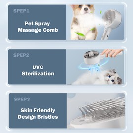 NAHANGPET Cat Steam Brush with Release Button, Rechargeable Cat Brush with Steam, Steam Pet Hair Brush for Indoor Cats, Massage, Cleaning, Shedding, Combing & Remove Floating Hair All In One(White)