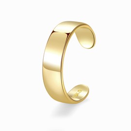 PLOMFOV 14K Gold Filled Gold Toe Rings for Women Adjustable Toe Rings Non Tarnish Solid 14K Real Gold Toe Ring Band