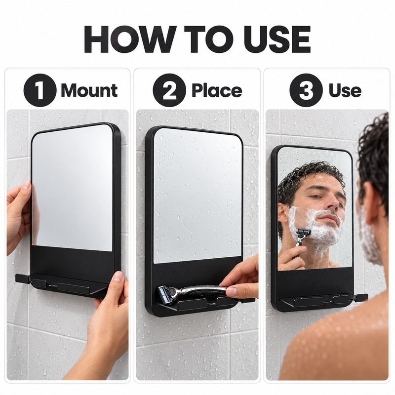 Fogless Shower Mirror 6.3 x 10.3 Inch – Wall Mounted