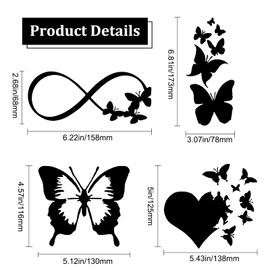 GORGECRAFT 8 Sheets Vinyl Butterfly Car Decals Black Laser Reflective Car Sticker Butterfly Infinity, Butterflies Heart, Love, Butterfly Wing Decals for Suv Truck Motorcycle Doors Walls Laptop