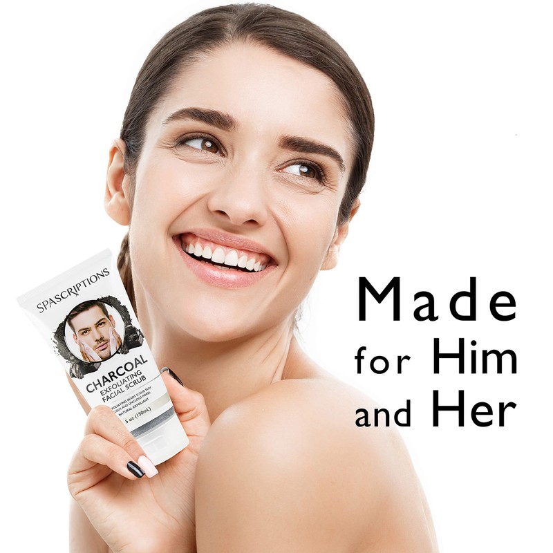 Spascriptions Charcoal Facial Cleanser Exfoliating Facial Scrub Face Wash with