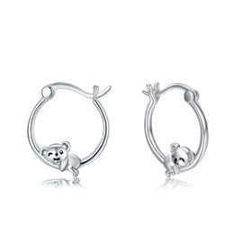 Hypoallergenic Sloth Huggie Hoop Earrings 925 Sterling Silver Small Animal Huggie Cartilage Earring Cute Cuff Hoops Ear Stud for Women., White Gold Sterling Silver Copper, n a