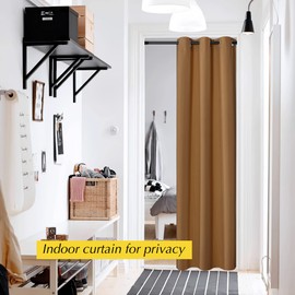 NICETOWN Thermal Insulated Door Curtains for Doorway Divider, Privacy Covering Blackout Light Blocking Curtain for Bedroom Closet/Sliding Glass Patio, 42" W x 80" L, Gold Brown, 1 Panel