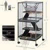 PawHut Metal Small Animal Cage, 4-Tiers Rolling Big Ferret Cage