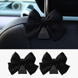 Couslcd 2PCS Car Seat Hooks, Cute Bow Car Seat Headrest Hooks for Purses, Bags, Umbrella, Universal Automotive Interior Decoration Accessoriesl for Vehicle, SUV, Sedan, Truck (Black)