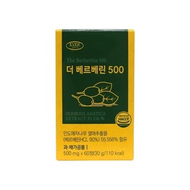Evergreen The Berberine HCL 500 Indian barberry fruit extract, 60 tablets, 1 month supply / 에버그린 더 베르베린 HCL 500 인도산 매자나무 열매추출물 60정 1개월분