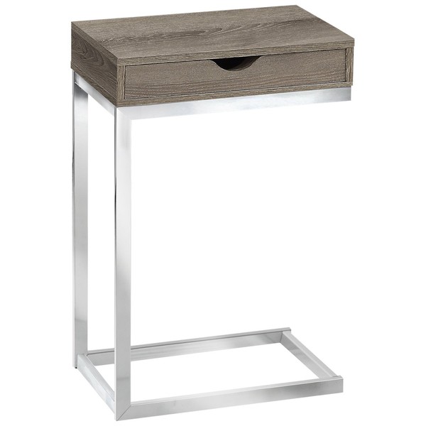 Monarch Specialties C Accent Table with Drawer-Black Metal Base, Cappuccino