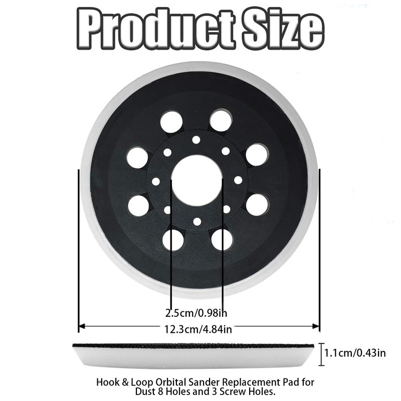 5 Inch 8 Hole Replacement Sander Pad with Hook &