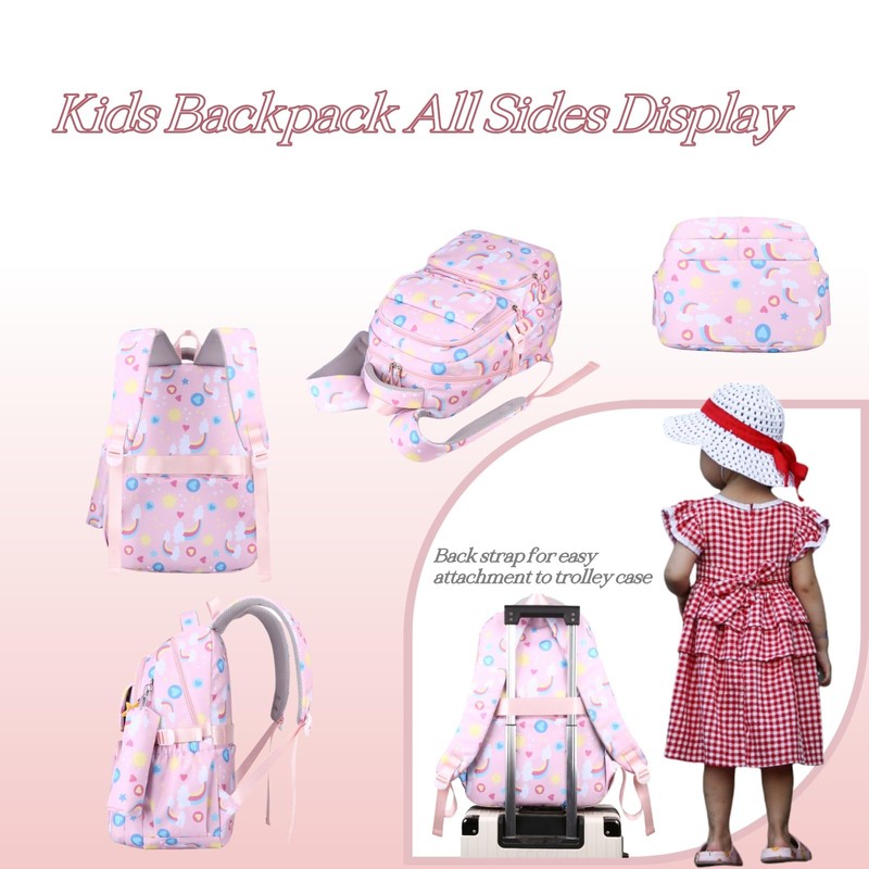 Mfikaryi Kids Backpacks for Girls Rainbow BookBag Set Teens School