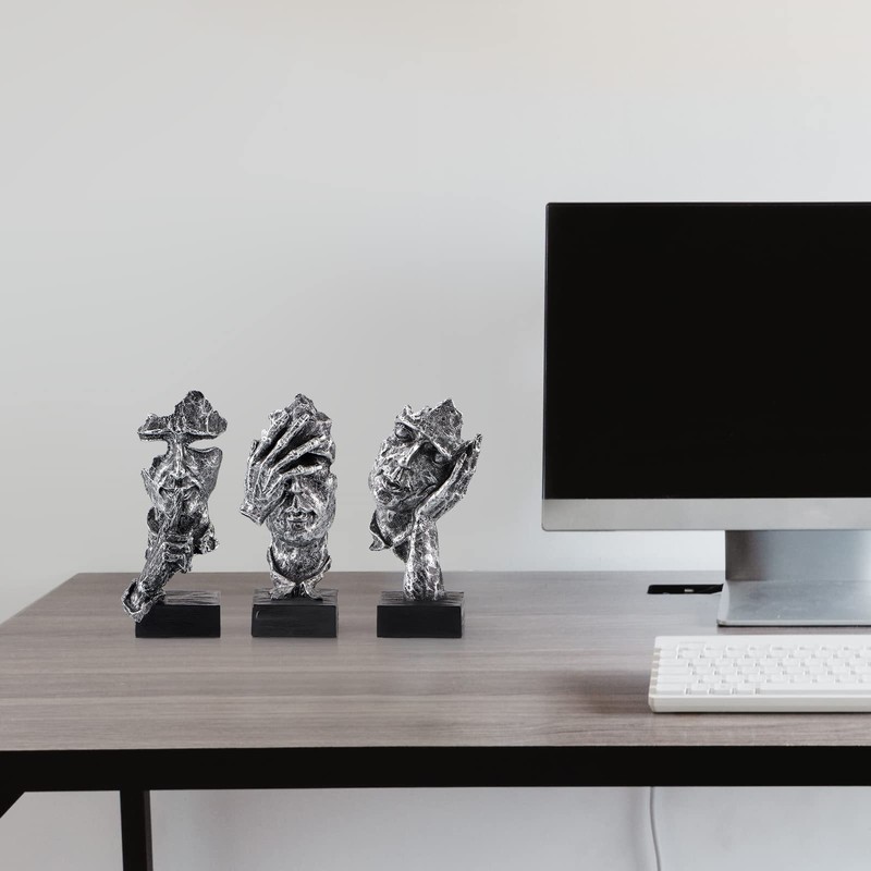 MOLIGOU 3Pcs Thinker Statue, No Hear No See No Speak