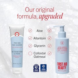 First Aid Beauty Ultra Gentle Cream-to-Foam Facial Cleanser,Makeup Removing Face Wash with Colloidal Oatmeal & Glycerin, Sensitive & Acne-Prone Skin