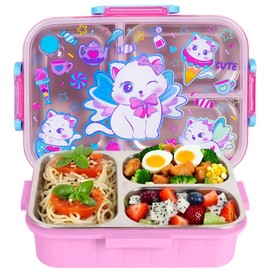 YOYTOO Stainless Steel Bento Lunch Box for Kids, 800ml / 27oz BPA-Free Leak-Proof Food Containers with 3 Compartments, Freezer & Dishwasher Safe, Size for Ages 3-10 Back to School Students Lunches
