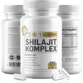 Shilajit 7-in-1 Blend 18,000mg - Ashwagandha, Maca Root, Ginseng, Turmeric, Lion Mane, Black Cumin Oil - High Dose, 60 Capsules