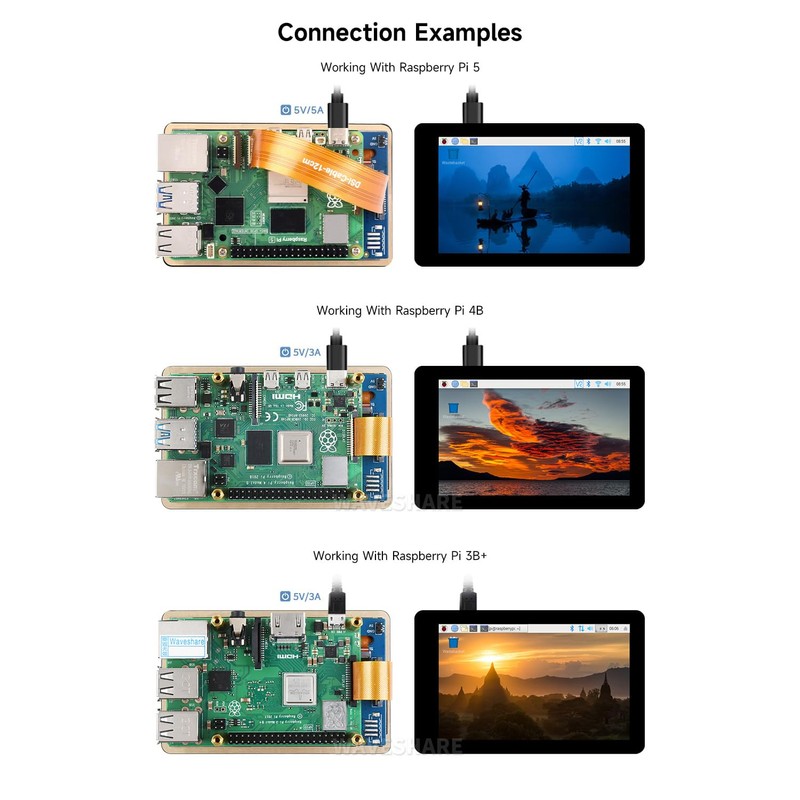 Waveshare 4inch Capacitive Touch Display Compatible with Raspberry Pi5/4B/3B+/3A+/CM3+/4,480×80 Resolution