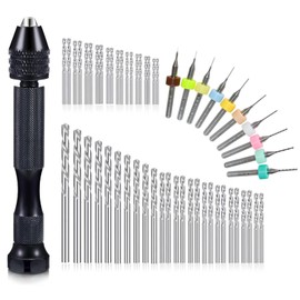 57-Piece Hand Drill Set with Pin Vise, 46 Micro and 10 PCB Mini Bits for Resin, Polymer Clay, Crafts, and DIY Jewelry (Random Color)