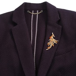 Sparkling Light Amber Coloured Crystal Fire-Bird Brooch (Gold Tone)