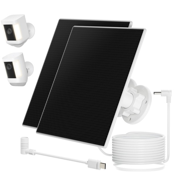 Solar Panel for Ring Camera, 2 Pack 5W Solar Panel