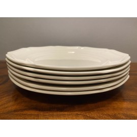 Mikasa Set of 6 NEW Mikasa ANTIQUE WHITE 8.5” SALAD LUNCH PLATES Porcelain Dinnerware