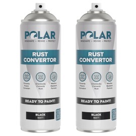 Polar Rust Converter Spray - 2 x 17 Fl Oz| Matte Black | Effective Rust Converter for Metal | Weather Resistant Protection Against Corrosion | Ideal for Vehicles, Trailers, Fences & Storage Tanks