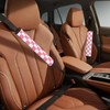 VILYGO 2PCS Pink Checkered Print Soft Auto Rubber Seat Belt