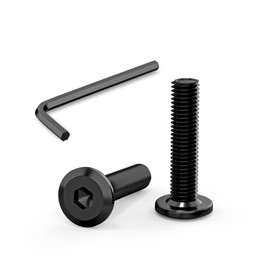 Pack of 30 Screws M6 x 25 mm, Flat Head Screws M6 Hexagon Socket Stainless Steel A2 V2A Full Thread Black Oxide with Allen Key