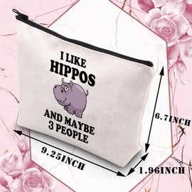 BDPWSS Hippo Makeup Bag Hippo Lover Gift Hippopotamus Gift I Like Hippos And Maybe 3 People Hippo Theme Inspirational Gift (I Like Hippo)