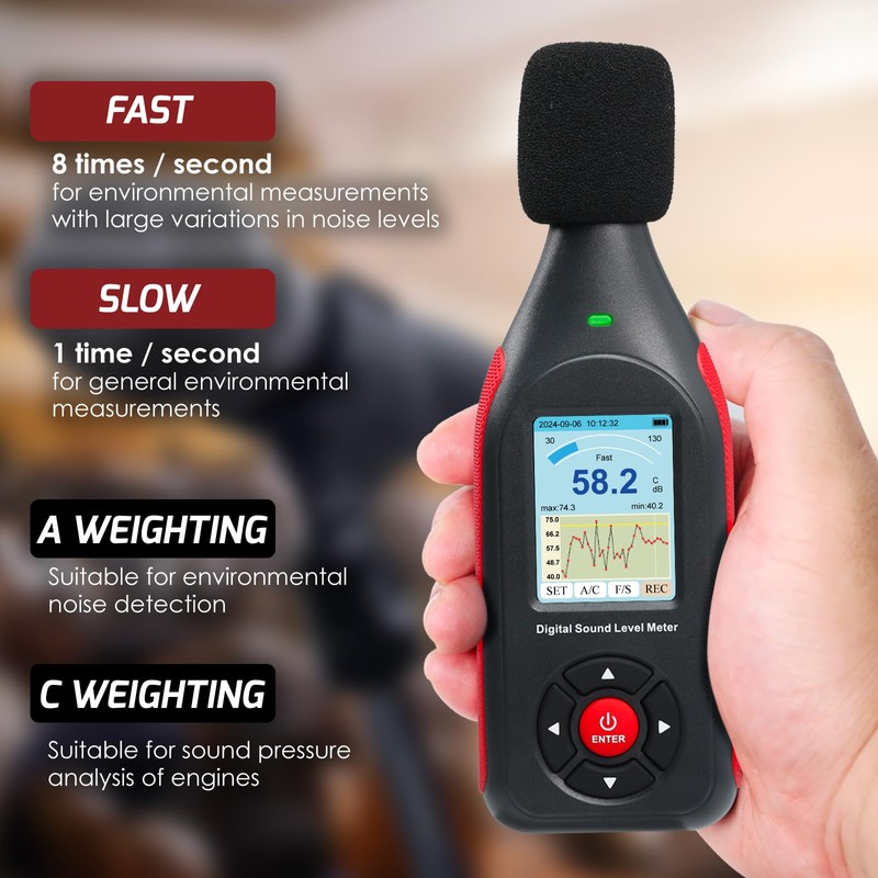 Sound Level Meter Decibel Meter Data Logger with A/C Frequency