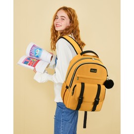 LOVEVOOK Cute Backpack Purse for 14-16, Fit 15.6 Inch Laptop, Large College Travel Bag, Yellow